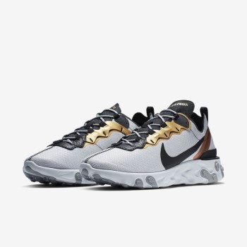 Nike React Element 55 - Férfi Utcai Cipő - Platina/Fekete